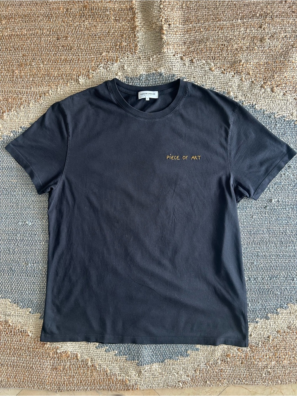 Maison Labiche Paris Piece of Art Embroidered T-Shirt Black XL Organic Cotton